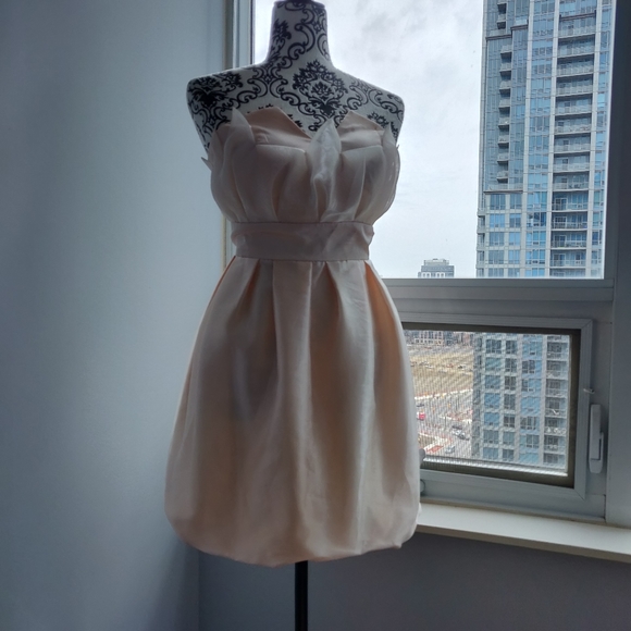 Wedding Peach Mini Bride Puffy Party Prom Dress - Picture 2 of 8